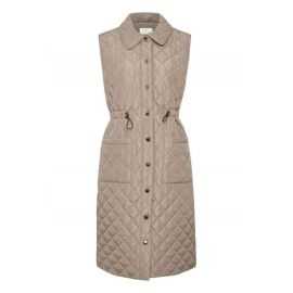 KAFFE KATERA QUILTED WAISTCOAT TAUPE GRAY