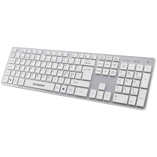 Sandstrøm slankt trådløst tastatur - hvid/grå