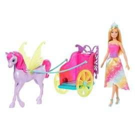 Barbie - Barbie Chariot + Fantasy Hest & Prinsesse Dukke