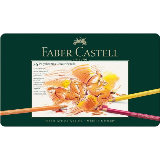 Faber-Castell - Polychromos farveblyanter - Metalæske med 36 stk  110036