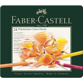 Faber-Castell - Polychromos farveblyanter - Metalæske med 24 stk 110024