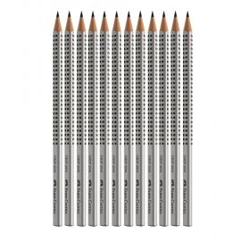Faber-Castell - Grip 2001 blyant - HB - sølv, 12 stk