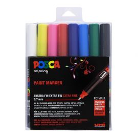 Posca - PC1MR - Extra Fin Tip Pen - Basis farver, 8 stk