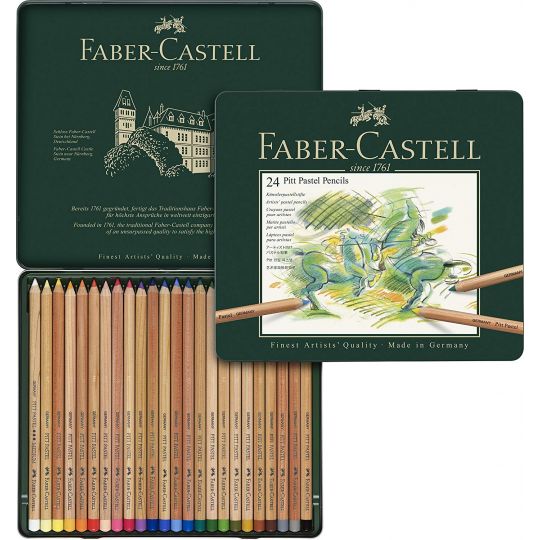 Faber-Castell - Pitt Pastel farveblyanter, tinæske med 24 stk 112124