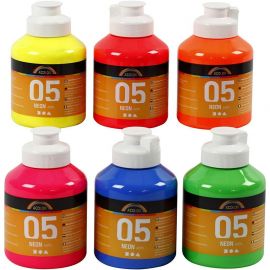 A-Color - Akrylmaling - Neon - 6 x 500 ml
