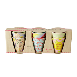 Rice - 6 Pcs Small Melamine Kids Cups - YIPPIE YIPPIE YEAH Prints