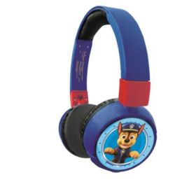 Lexibook - 2 i 1 Bluetooth- og kabelført sammenklappelige hovedtelefoner med sikker volumen til børn - Paw Patrol