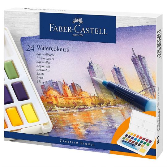 Faber-Castell - Akvarelfarver, 24 brikker i kasse 169724