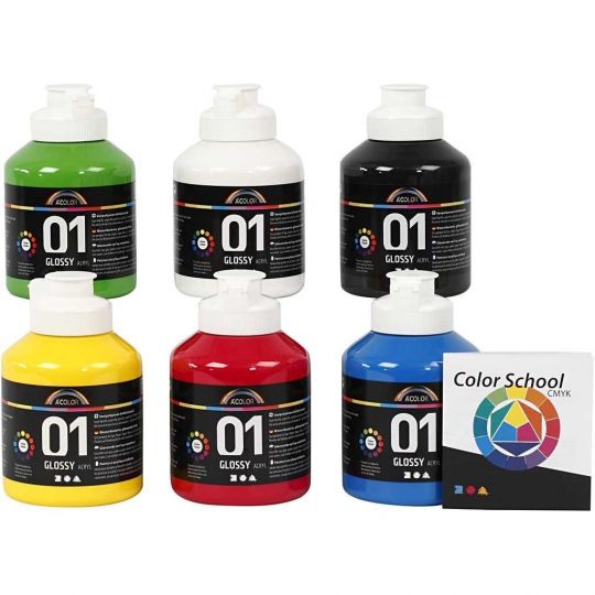 A-Color - Akrylmaling - Blank - 6 x 500 ml