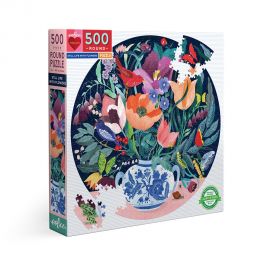eeBoo - Rundt puslespil 500 brikker - Vase med blomster