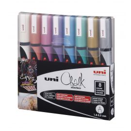 Uni - Chalkmarker 5M - Metallic farver, 8 stk