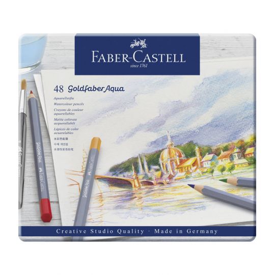 Faber Castell - Goldfaber akvarel farveblyamter i metalæske, 48 stk 114648