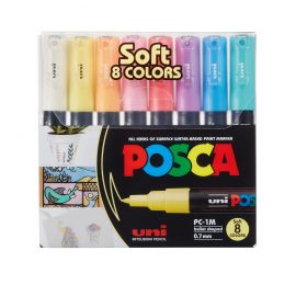 Posca - PC1MC - Extra Fin Bullet Tip Pen - Soft Colors, 8 stk
