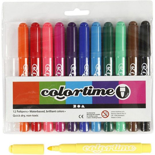 Colortime - Tusch 5 mm - Standardfarver - 12 stk.