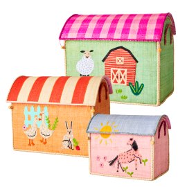 Rice - Large Set of 3 Toy Baskets Farm Theme