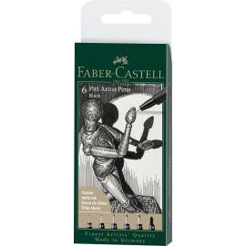 Faber Castell - 6 pitt Artist Pen, brush - Black 167154
