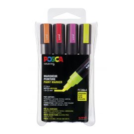 Posca - PC5M Tusch 2,5 mm - Neon farver, 4 stk