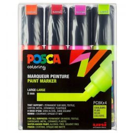 Posca - PC8K - Broad Tip Pen - Neon farver, 4 stk