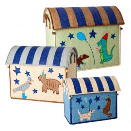 Rice - Large Set of 3 Toy Baskets - Blue Party