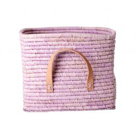 Rice - Raffia Basket with Handles Lavender