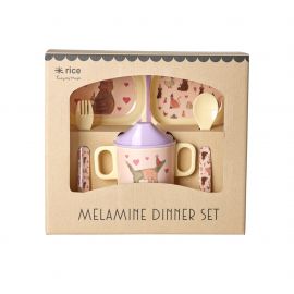 Rice - Melamine Baby Dinner Set Giftbox Animal Lavender Print