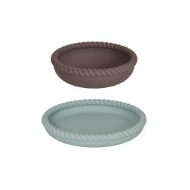 OYOY Mini - Mellow Plate & Bowl - PaleMint/Choko M107300
