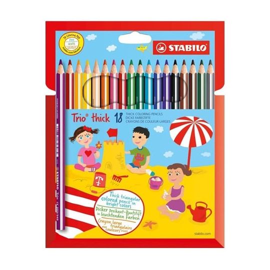 Stabilo - Trio thick, wallet of 18 colored pencils