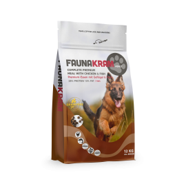 Faunakram - 12 kg. Voksen hundefoder Korn fri kylling og fisk  28-13