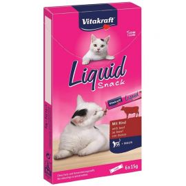 Vitakraft - Liquid Snack med okse, inulin og kattegræs, 6x15g