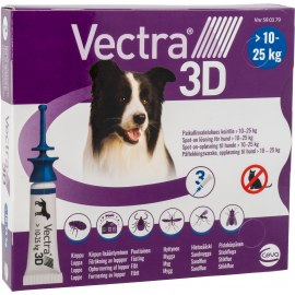 Vectra 3D Spot-on-opløsning hunde 10-25 kg 3pk
