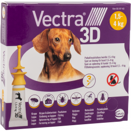 Vectra 3D Spot-on-opløsning hunde 1,5-4 kg 3pk