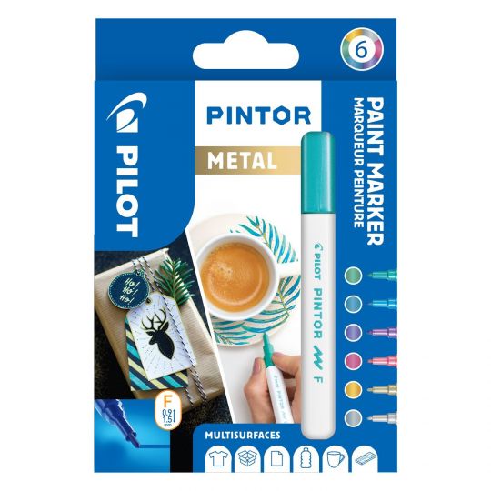 Pilot - Pintor Marker Fine Metal Mix 6 farver Fin spids