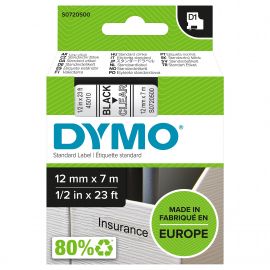 DYMO - D1® Tape 12mm x 7m black on transparent S0720500