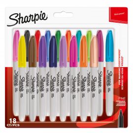 Sharpie - Permanent Marker Fine Assorted Colours 18-Blister 1996112