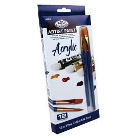 Royal & Langnickel - Akryl maling sæt 12 x 12 ml farver inkl. pensel