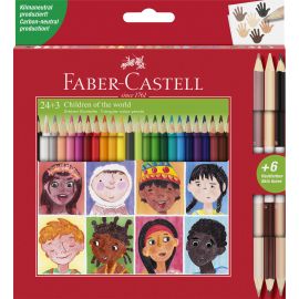 Faber-Castell - Triangular pencils 24 pcs + 3 skintones 511515