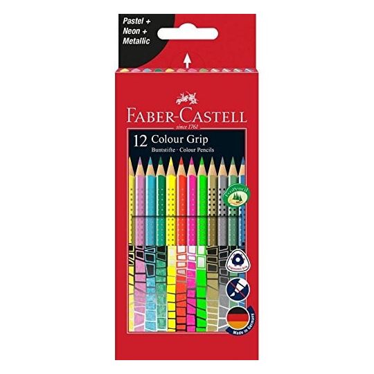 Faber-Castell - 12 Colour Pencil Colour Grip Special Pastel-Neon Box 201569