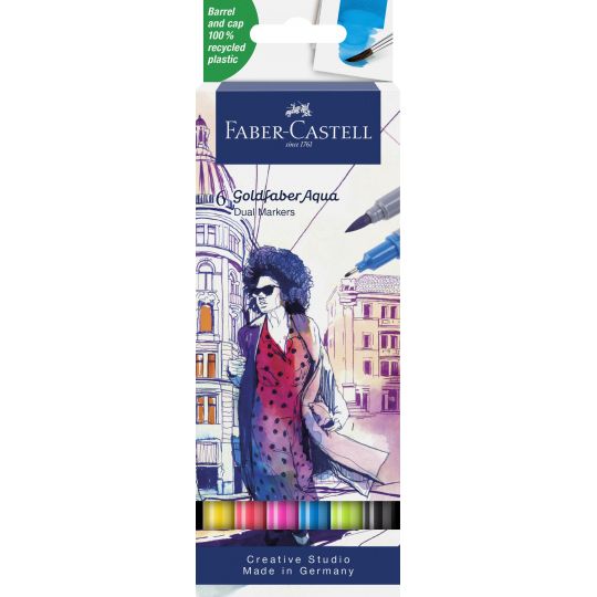 Faber-Castell - Gofa Aqua Dual Marker wallet 6 pcs 164606