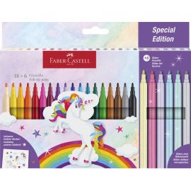 Faber-Castell - Felt-tip pen unicorn 18+6 + stickers 554221