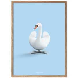 Plakat hvid svane på blå baggrund 30 x 40 cm