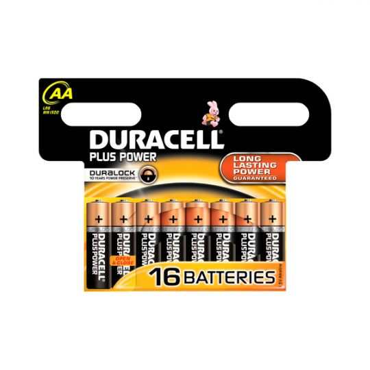 Duracell Plus Power AA Alkaline Batterier, 16pk
