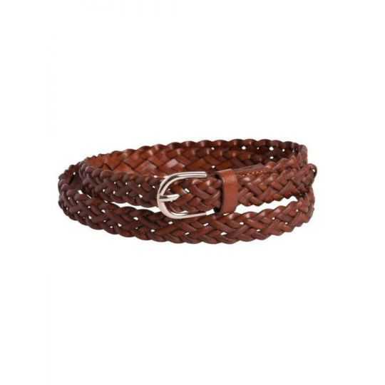 PIECES AVERY LEATHER BRAIDED SLIM BELT